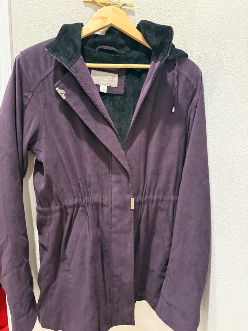 Croft & Barrow purple Fleece-Lined Hooded Jacket Size S